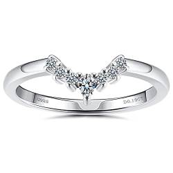 Krfy Moissanite Verlobungsring 0,11 Karat Brillant Rundschliff D Farbe VVS1 Clarity Lab Erstellt Diamant Ewigkeitsringe 18 Karat Weißgold plattiert Hypoallergen Sterling Silber Trauringe für Damen von Krfy