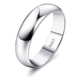 Krfy Ring Silber 925 Damen Männer 18 Karat Weißgold überzogen Plain Daumen Finger Stapelbare Aussage Kuppelringe Hochglanz Verlobung Ewigkeit Ehering Ring für Frauen von Krfy