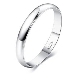 Krfy Ring Silber 925 Damen Männer 18 Karat Weißgold überzogen Plain Daumen Finger Stapelbare Aussage Kuppelringe Hochglanz Verlobung Ewigkeit Ehering Ring für Frauen von Krfy