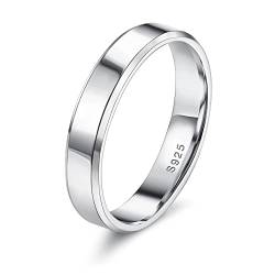 Krfy S925 Silber Ring für Damen Männer 18K Weißgold Plattiert Plain Daumen Finger Ring poliert Aussage Versprechen Verlobung Ewigkeit Ehering Ringe Frauen Komfort Fit 3mm 4mm 5mm 6mm von Krfy