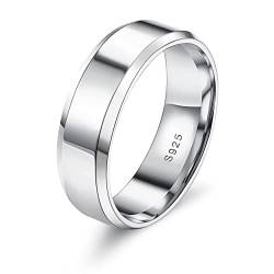 Krfy S925 Silber Ring für Damen Männer 18K Weißgold Plattiert Plain Daumen Finger Ring poliert Aussage Versprechen Verlobung Ewigkeit Ehering Ringe Frauen Komfort Fit 3mm 4mm 5mm 6mm von Krfy