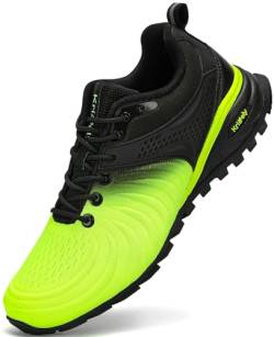 Kricely Traillaufschuhe Herren Laufschuhe Straßenlaufschuhe Sneaker Leicht Wanderschuhe Fitnessschuhe Trekkingschuhe（Fluoreszierendes Gelb 42） von Kricely