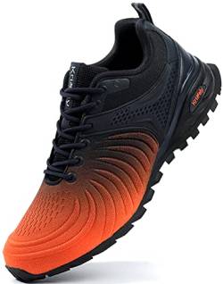 Kricely Traillaufschuhe Herren Laufschuhe Straßenlaufschuhe Sneaker Leicht Wanderschuhe Fitnessschuhe Trekkingschuhe（Orange 42） von Kricely