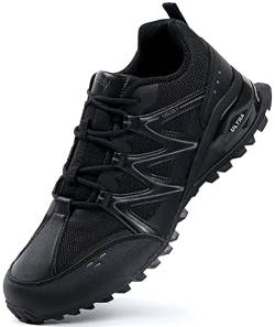 Kricely Traillaufschuhe Herren Laufschuhe Straßenlaufschuhe Sneaker Leicht Wanderschuhe Fitnessschuhe Trekkingschuhe（Schwarz 42） von Kricely