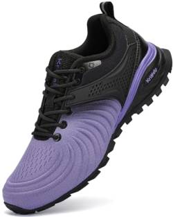 Kricely Traillaufschuhe Herren Laufschuhe Straßenlaufschuhe Sneaker Leicht Wanderschuhe Fitnessschuhe Trekkingschuhe（violett 45） von Kricely