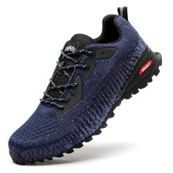 Kricely Traillaufschuhe Herren Leicht Atmungsaktiv Wanderstiefel rutschfest Laufschuhe Outdoor Fitness Straßenlaufschuhe（Blau 44.5） von Kricely