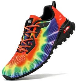 Kricely Traillaufschuhe Herren Leicht Atmungsaktiv Wanderstiefel rutschfest Laufschuhe Outdoor Fitness Straßenlaufschuhe（Regenbogen 46） von Kricely