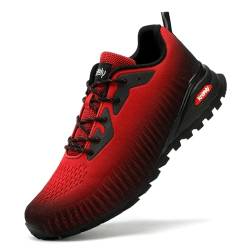 Kricely Traillaufschuhe Herren Leicht Atmungsaktiv Wanderstiefel rutschfest Laufschuhe Outdoor Fitness Straßenlaufschuhe（Rot 43） von Kricely