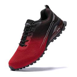 Kricely Traillaufschuhe Herren Leicht Atmungsaktiv Wanderstiefel rutschfest Laufschuhe Outdoor Fitness Straßenlaufschuhe（Rot Schwarz 44） von Kricely