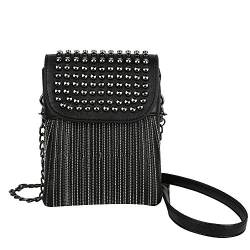 Kris Anna Womens Rivet Mini Crossbody Bag with Chain Shoulder Strap Tassel Black von Kris Anna