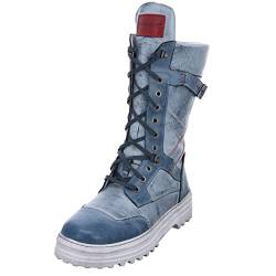 Krisbut Damen Stiefel Schuhe Schnürstiefel Bergsteigerösen Glattleder Elegant Freizeit gemustert stiefel von Krisbut