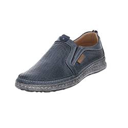 Krisbut Herren Slipper Schuhe Slipper Glattleder Freizeit Elegant Slip-Ons Uni blau Freizeit bequem von Krisbut