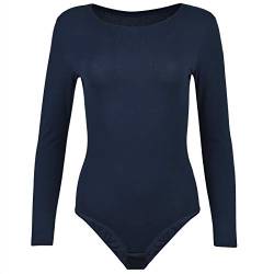 Krisli Damenbody | Frauen Bodysuit aus Baumwolle | Langarm-Body Verschluss im Schritt | Perfekte Passform | Blickdichter Body für Sport & als Basic (XL, dunkelblau) von Krisli