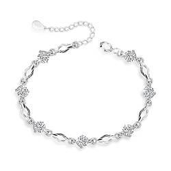 Damen Armband Kette Silber 925 Diamant Form mit Kristall Armkette, Empfindlich Liebe ArmKette Verstellbare Kette, Kommt in Schmuck Geschenk Box von KristLand