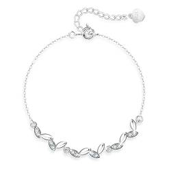 KristLand Blatt Armband 925 Sterling Silber Armband weiß vergoldet verstellbar Silberkette Armband mit Zirkonia Party Geburtstagsgeschenk für Frauen Damen Mädchen von KristLand