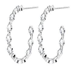 KristLand Creolen Ohrstecker für Damen Big Hoop 925 Sterling Silber Ohrstecker mit Funkelnden Zirkonia Stein Party Geburtstagsgeschenk für Damen Mädchen von KristLand