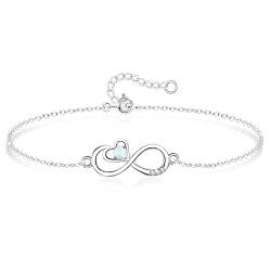 KristLand Damen Armband Infinity Love Handkette aus 925er Sterling Silber Weiß Vergoldet mit Opal Zirkonia Silber Armband Party Hochzeit Geburtstag Geschenk für Damen Mädchen von KristLand