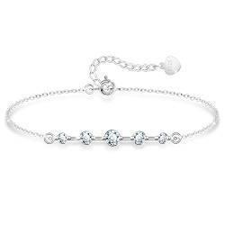 KristLand Damen-Armband Sterling Silber 925 Silberkette Verstellbares Silberarmband mit funkelnden Zirkonia-Steinen Partygeschenke für Damen Mädchen von KristLand