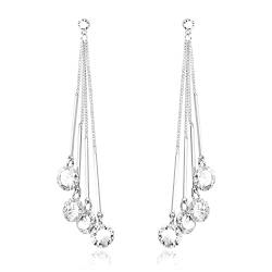 KristLand Damen Quaste Ohrringe 925 Silber Earpin Zirkonia Anhänger Kristall Ohrringe Hochzeit Neujahr Geburtstagsgeschenk Schmuckschatulle für Mädchen Freundin Braut von KristLand