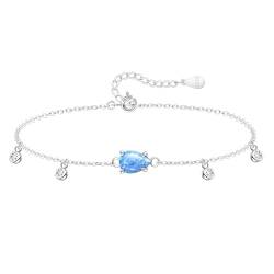 KristLand Frauen Armband Handchain Sterling Silber Weiß Gold überzogene Oberfläche Armband mit Schönen Teardrop Opal Stein Zirkonia Stein Party Hochzeit Geburtstag Geschenk für Damen Mädchen von KristLand