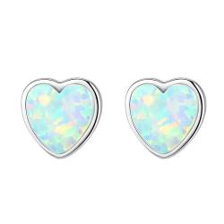 KristLand Herz Opal Ohrstecker Sterling Silber 925 Silber Ohrringe Vergoldete Oberfläche Ohrring mit Schönen Opal Stein Geburtstag Urlaub Geschenk für Frau Damen Mädchen von KristLand