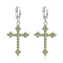 KristLand Silberfarbene Ohrringe mit Cubic Zirkonia Elegant Sexy Kreuz Gothic Stil mit 18 Karat Weißgold Vergoldet Für Damen Zirkon von KristLand