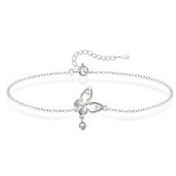 KristLand Sterling Silber Schmetterling Armband für Frauen 925 Silber Armband Weißgold Galvanik verstellbar Silber Armband Armband Geburtstag Party Armband für Damen und Mädchen von KristLand