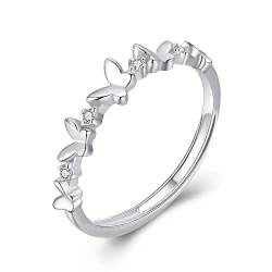 KristLand Verstellbarer Ring Silber 925 Schöne Schmetterlings Ringe mit Zirkonia Offener Ring Täglicher Schmuck Für Frauen Damen Mädchen von KristLand