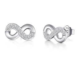 Ohrringe Damen 925 Sterling Silber Infinity Unendlichkeit Ohrstecker Funkelnden Kubischen Zirkonia Ohrhänger Für Frauen mädchen Ohrschmuck mit Geschenkbox von KristLand