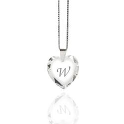 Damen Halskette 925 Sterling Silber mit SWAROVSKI ELEMENTS Herz Crystal Buchstabe" W " von Kristallwerk