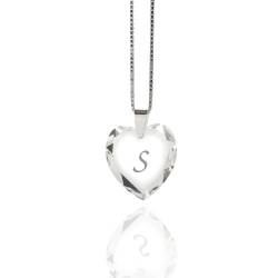 Damen Halskette 925 Sterling Silber mit SWAROVSKI ELEMENTS Herz Crystal Buchstabe freie Auswahl (Buchstabe: S) von Kristallwerk