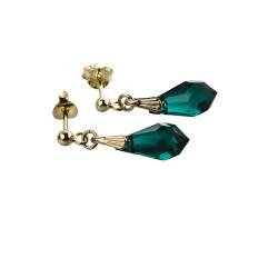 Ohrstecker 925 Silber, vergoldet mit SWAROVSKI ELEMENTS Tropfen in der Farbe Crystal Emerald von Kristallwerk