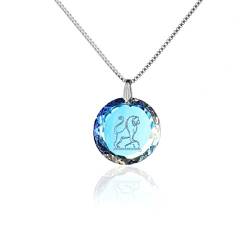 Silberkette Halskette 925 Silber Sternzeichen Tierkreiszeichen Löwe hergestellt mit Swarovski®Kristall von Kristallwerk