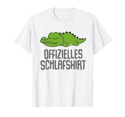 Offizielles Schlafshirt Pyjama Nachthemd Krokodil Geschenk T-Shirt von Krokodil Fun Geschenkidee Langschläfer Faulenzer