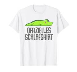 Offizielles Schlafshirt Pyjama Nachthemd Krokodil Geschenk T-Shirt von Krokodil Fun Geschenkidee Langschläfer Faulenzer