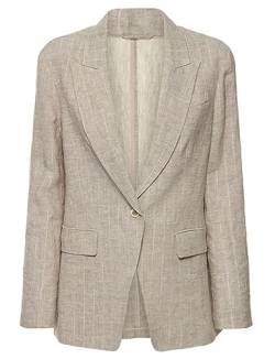 Kromoc Damen Leinen Streifen Blazer eine Taste Peak Revers Anzug Jacke Party Geschäftlich Mantel von Kromoc