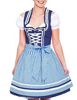 Krüger MADL Dirndl Miracle - Blau Weiß 50cm - Gr. 40 von Krüger Dirndl