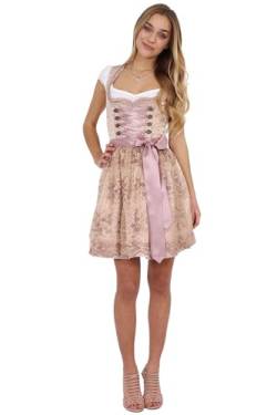 Krüger MADL Dirndl Rosie 50cm Mini Modell 44556-15 Beige Rosa (34, Beige) von Krüger