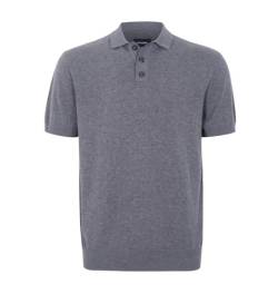 Krumba Herren Polo Shirt Pullover: Kurzarm Hemd mit Knopfleiste aus Baumwolle lässiges Hemd mit gestricktem Kragen für Golf Grau L von Krumba