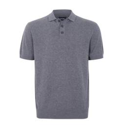 Krumba Herren Polo Shirt Pullover: Kurzarm Hemd mit Knopfleiste aus Baumwolle lässiges Hemd mit gestricktem Kragen für Golf Grau XL von Krumba