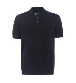 Krumba Herren Polo Shirt Pullover: Kurzarm Hemd mit Knopfleiste aus Baumwolle lässiges Hemd mit gestricktem Kragen für Golf Schwarz 2XL von Krumba