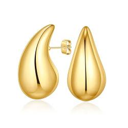 Kryzalite® 1 Paar 18k Dupes Ohrringe mit Schmuckkästchen, Hypoallergene Goldene Ohrringe Damen Ohrringe Earrings for Women Gold Ohrringe Creolen Vergoldete Ohrringe von Kryzalite