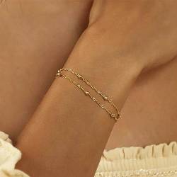 Kryzalite® Gold Armbänder für Frauen, 18K Gold überzogenes geschichtetes Armband Einfache Sparkle Twisted Chain Armbänder Einstellbare Armbänder, für Frauen von Kryzalite
