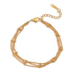 Kryzalite Gold Armbänder für Frauen, 18K Gold überzogenes Drei Reihen Armband Einfache Sparkle Twisted Chain Armbänder Einstellbare Armbänder, für Frauen von Kryzalite
