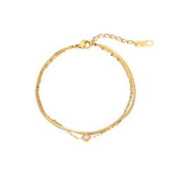 Kryzalite Gold Armbänder für Frauen, 18K Gold überzogenes geschichtetes Diamant Armband Einfache Sparkle Twisted Chain Armbänder Einstellbare Armbänder, für Frauen von Kryzalite