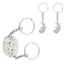 Kryzalite Tierpaar Schlüsselanhänger - Otter Metall Keyring Set in Silber für Paare, Metall Mini Keychain in Silber für Tierliebhaber von Kryzalite