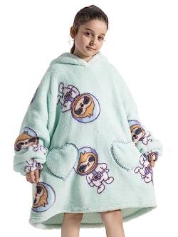 Ksnnrsng Kinder Tragbare Decken Übergroße Hoodie Sweatshirt Decken für Jungen Mädchen Teenager, Pullover Kapuzenpullover Oversized Tragbare Decke Weich Bequeme warmes (Raumfaultier, 7-13 Jahre) von Ksnnrsng