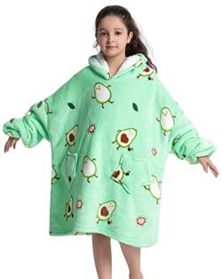 Ksnnrsng Kinder Übergroße Hoodie Tragbare Decke Kapuzenpullover Weich Bequeme warmes Decke Sweatshirt für Jungen Mädchen Teenager (Grüne Avocado, 3-6 Jahre) von Ksnnrsng