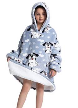 Ksnnrsng Kinder Übergroße Hoodie Tragbare Decke Kapuzenpullover Weich Bequeme warmes Decke Sweatshirt für Jungen Mädchen Teenager (Welpe, 3-6 Jahre) von Ksnnrsng