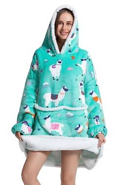 Ksnnrsng Übergroße Hoodie Decke Sweatshirt, Oversized Pullover für Damen Herren Mädchen Teenager Tragbare Decken Kapuzenpullover Super Weich Warme Bequeme (Alpaka-Erwachsene) von Ksnnrsng